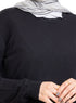Black Round Knit Pullover - Khotwh